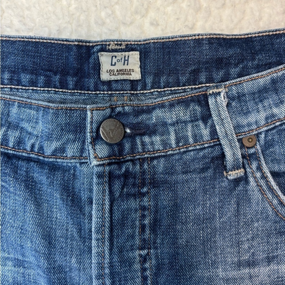 Citizens of Humanity Women Medium Wash Denim Roll Up Hem Shorts - Picture 4 of 11